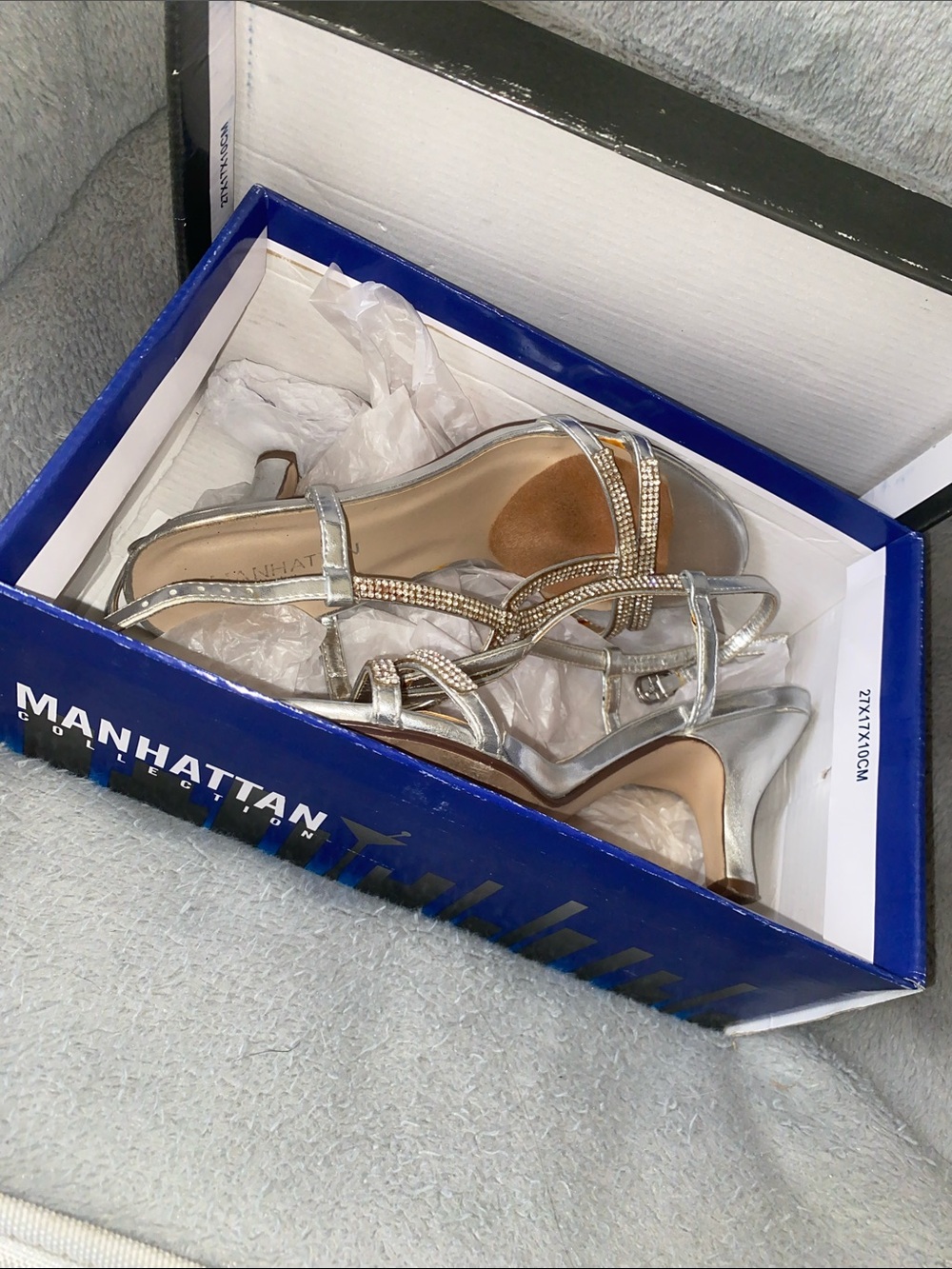 Manhattan Silver Rhinestone Strappy Heels